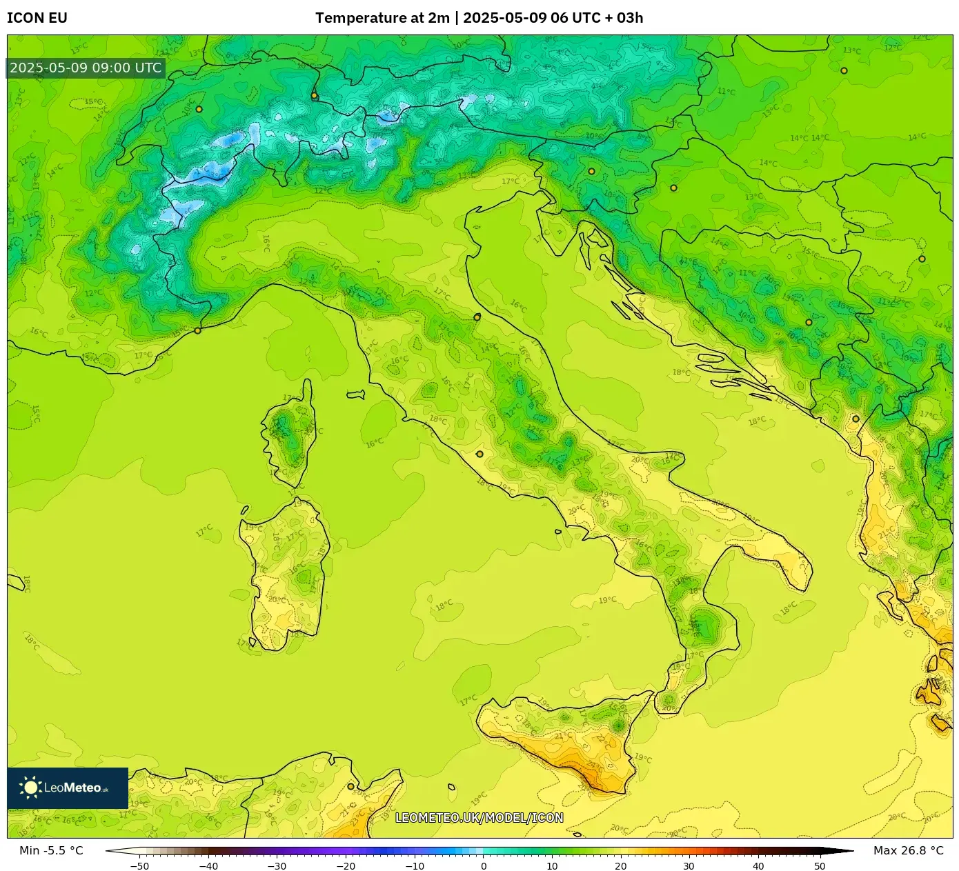 ICON - Italy, Temperature at 2m ICON - Italy, Temperature at 2m