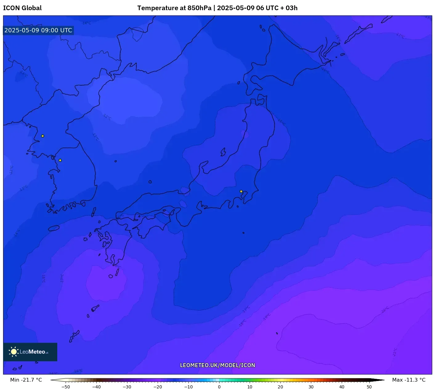 ICON - Japan, Temperature at 850hPa ICON - Japan, Temperature at 850hPa