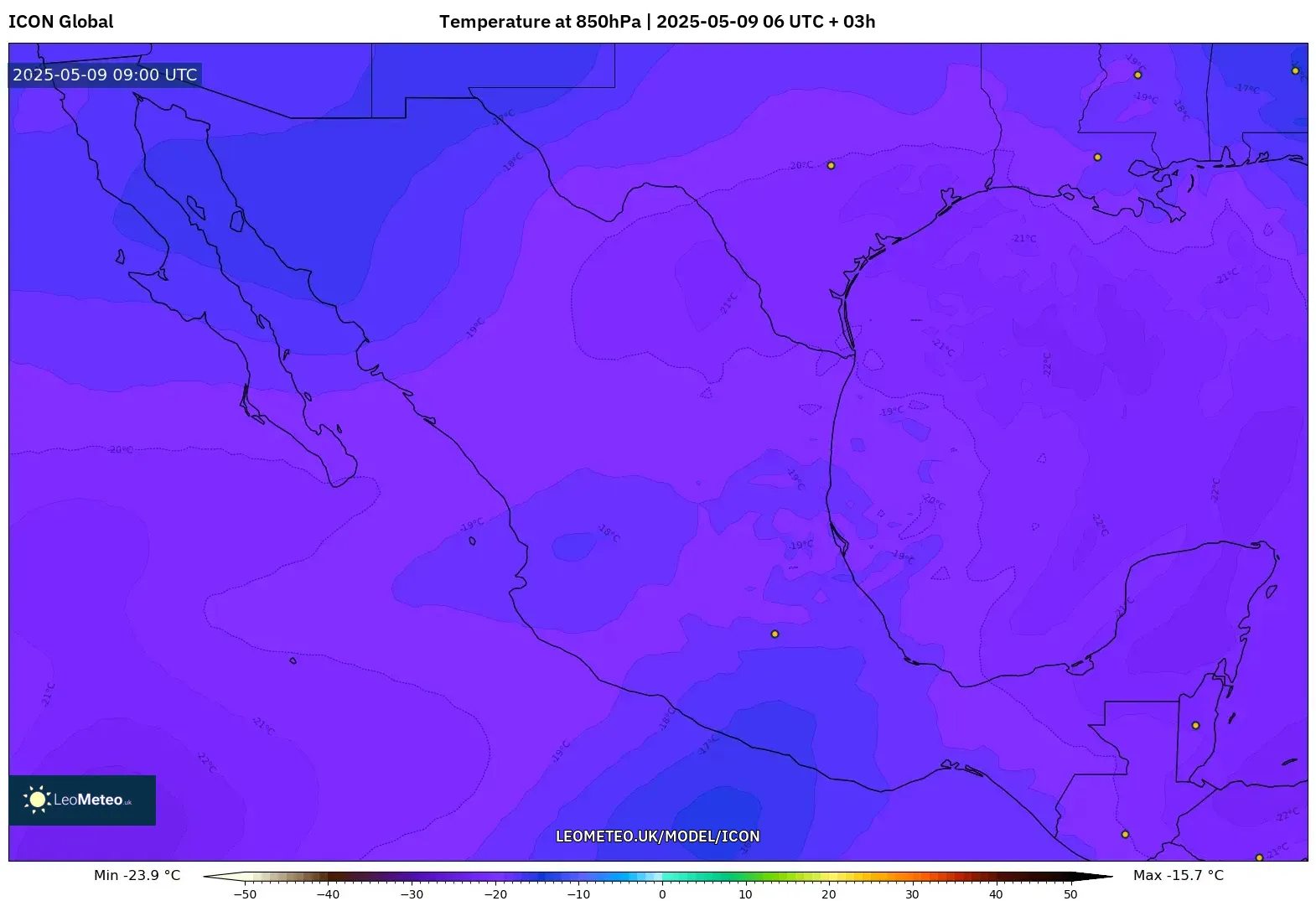 ICON - Mexico, Temperature at 850hPa ICON - Mexico, Temperature at 850hPa