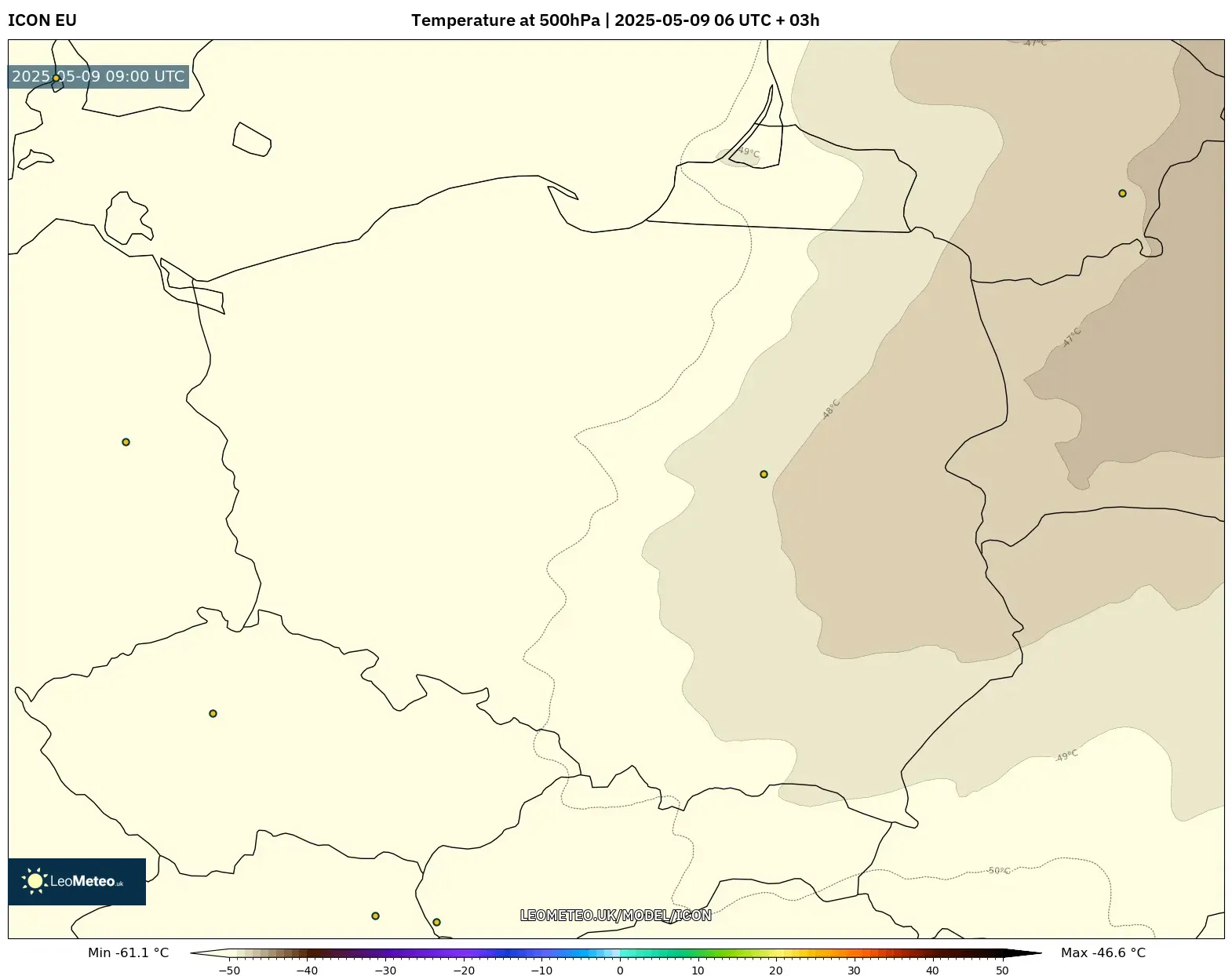 ICON - Poland, Temperature at 500hPa ICON - Poland, Temperature at 500hPa