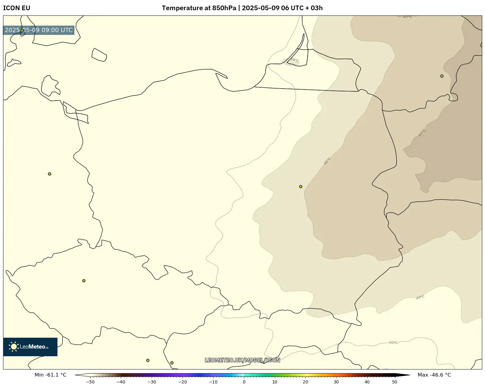 ICON - Poland, Temperature at 850hPa ICON - Poland, Temperature at 850hPa