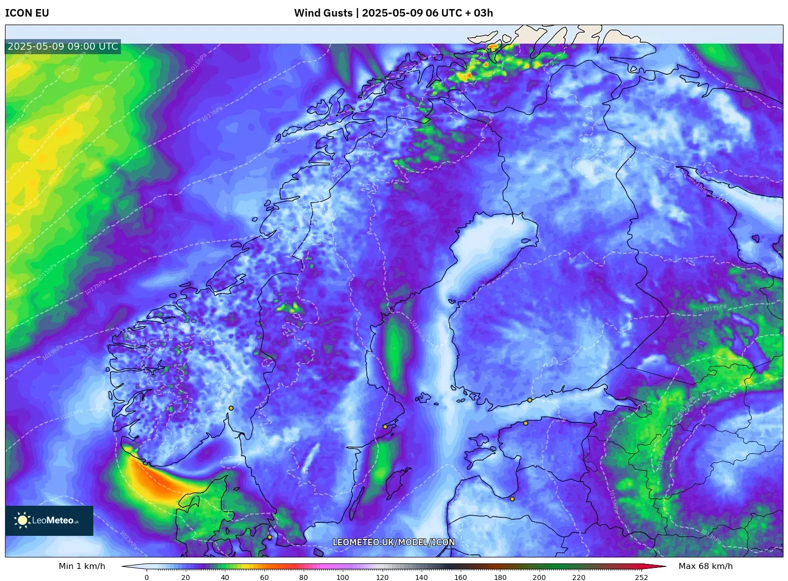 ICON - Scandinavia, Wind Gusts ICON - Scandinavia, Wind Gusts