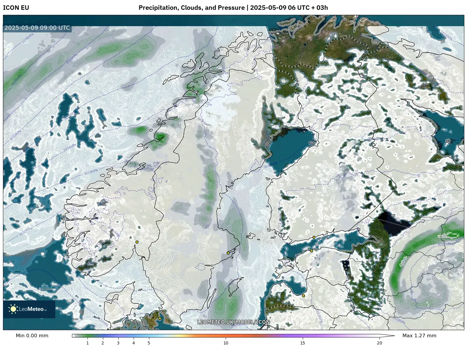 ICON - Scandinavia, Precipitation, Clouds, and Pressure ICON - Scandinavia, Precipitation, Clouds, and Pressure