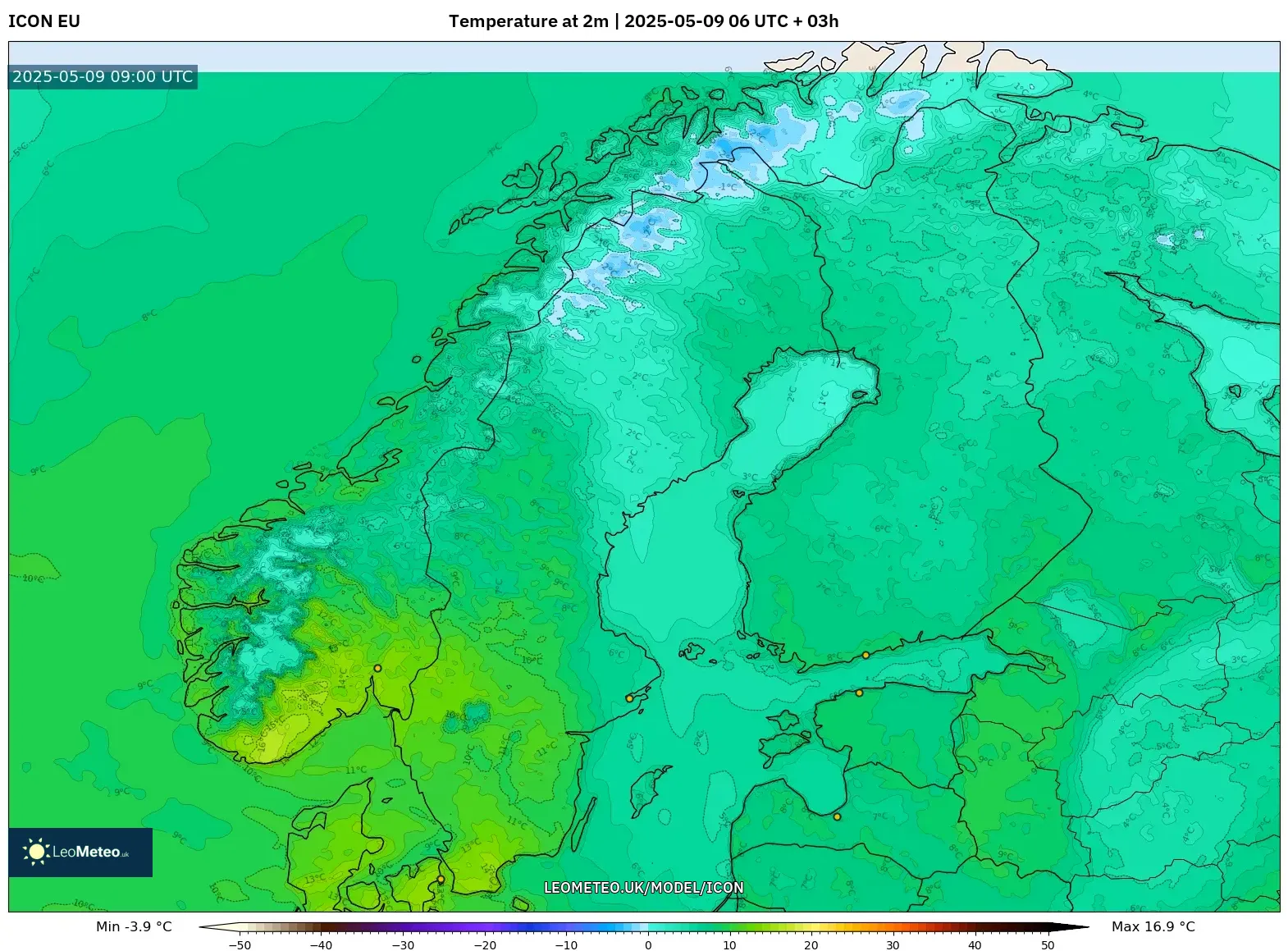 ICON - Scandinavia, Temperature at 2m ICON - Scandinavia, Temperature at 2m