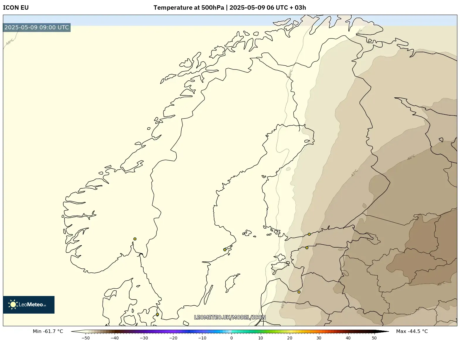 ICON - Scandinavia, Temperature at 500hPa ICON - Scandinavia, Temperature at 500hPa