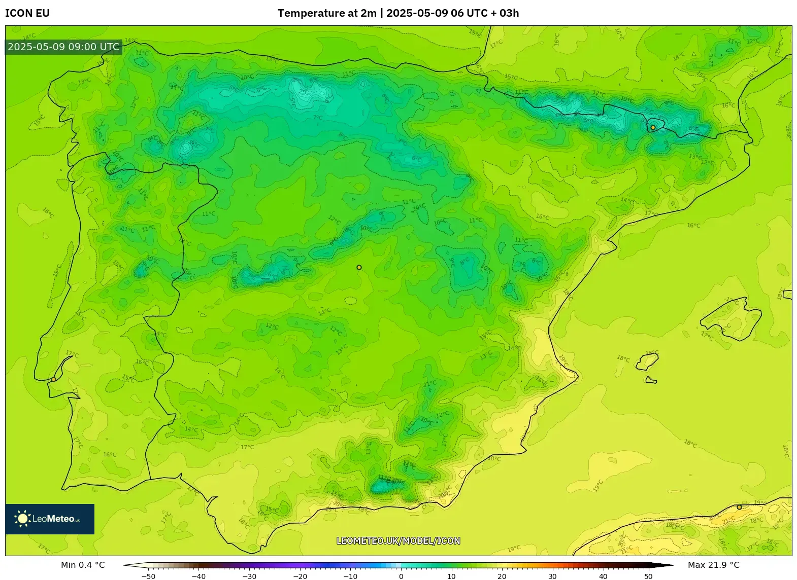 ICON - Spain, Temperature at 2m ICON - Spain, Temperature at 2m