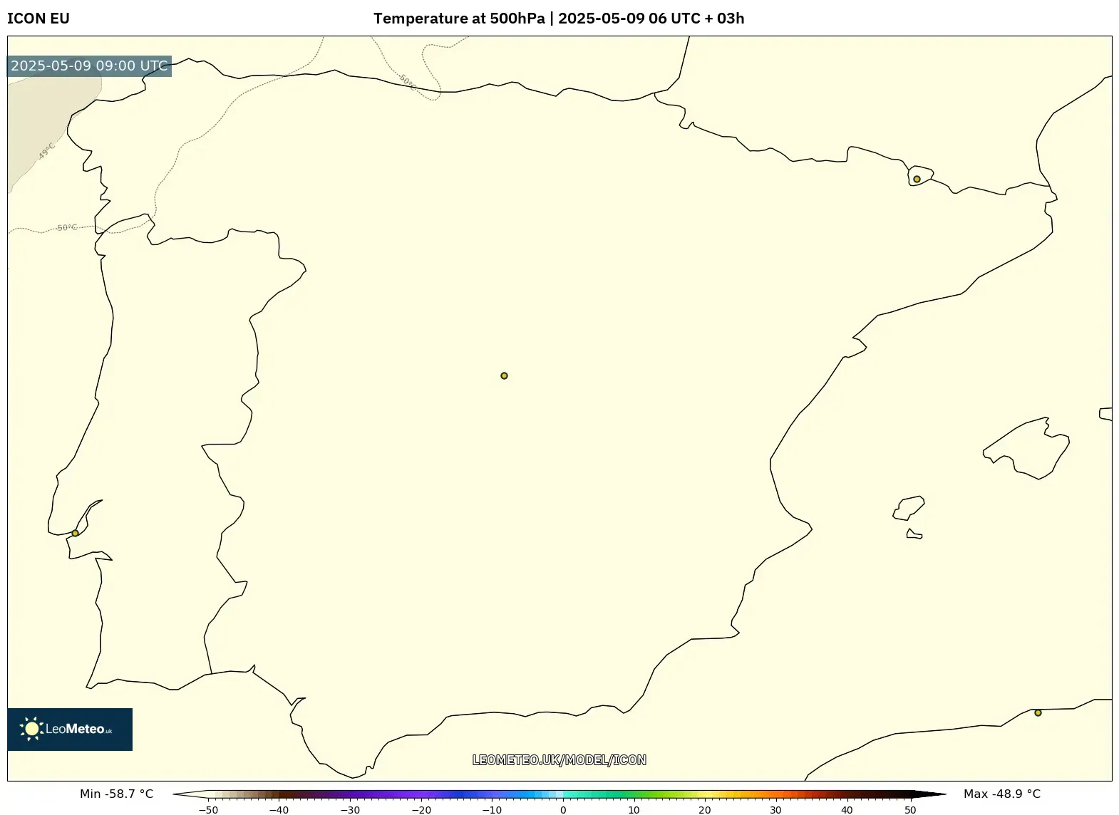 ICON - Spain, Temperature at 500hPa ICON - Spain, Temperature at 500hPa