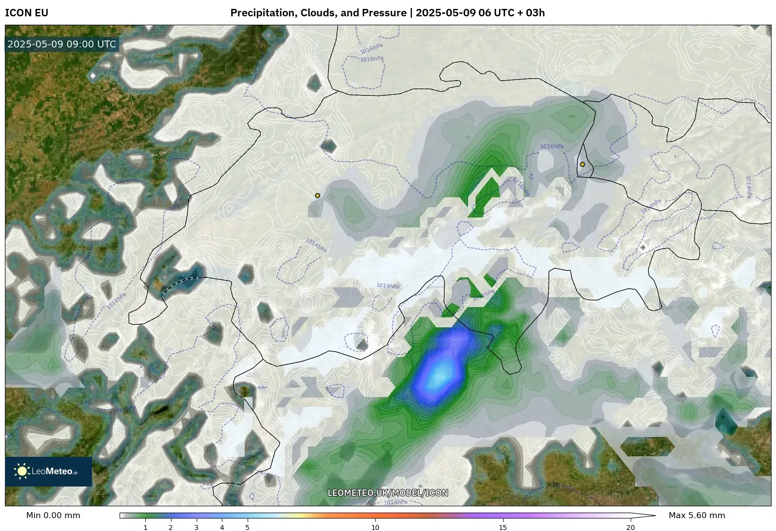 ICON - Switzerland, Precipitation, Clouds, and Pressure ICON - Switzerland, Precipitation, Clouds, and Pressure