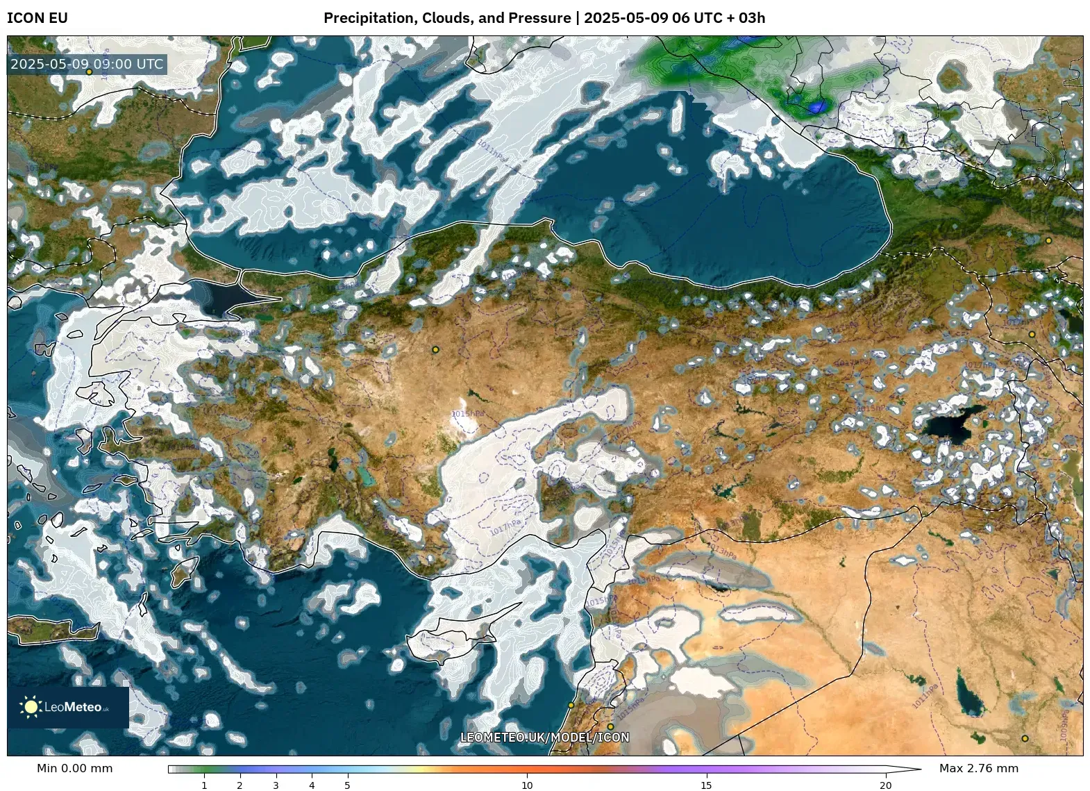 ICON - Turkey, Precipitation, Clouds, and Pressure ICON - Turkey, Precipitation, Clouds, and Pressure