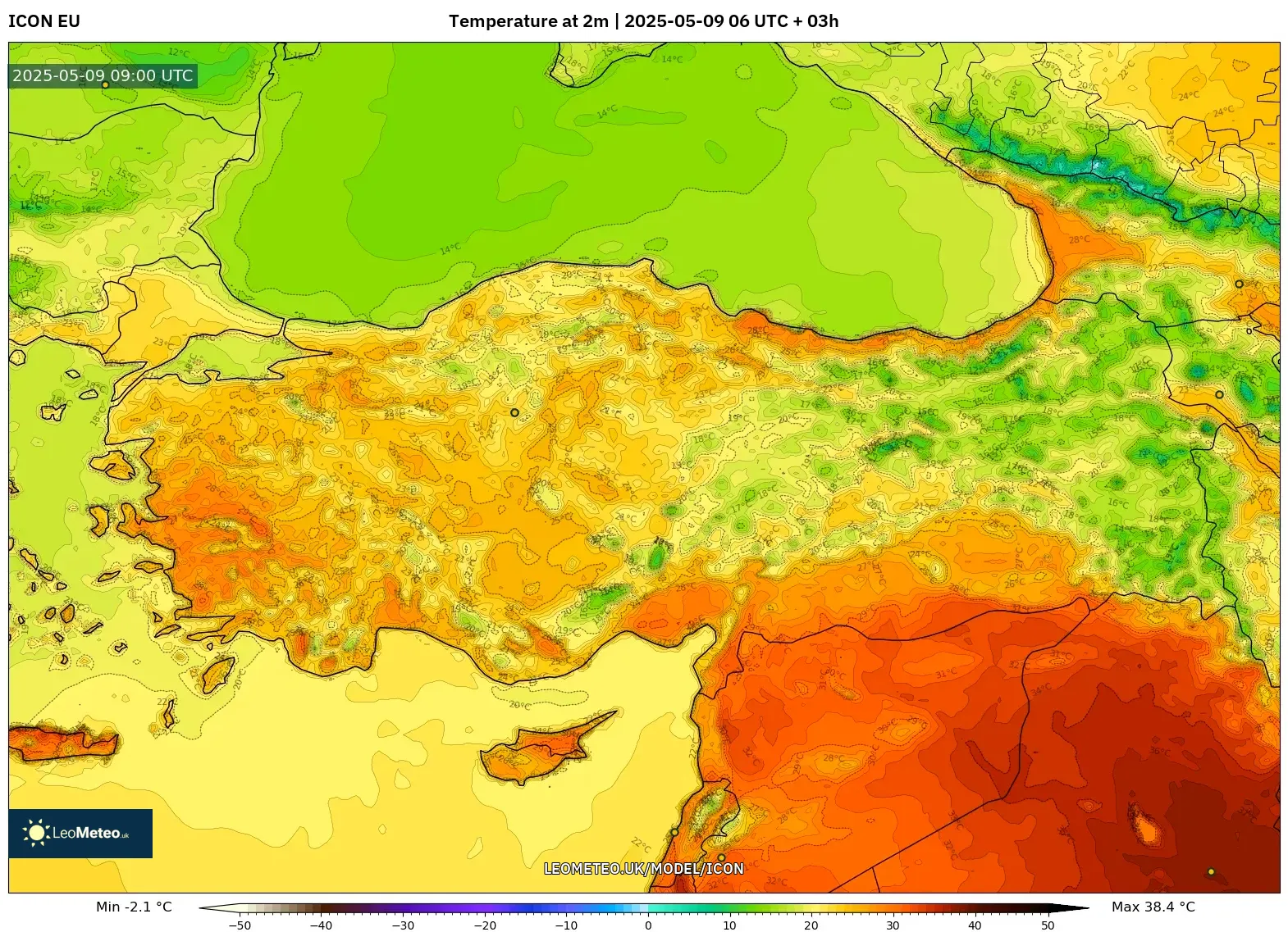 ICON - Turkey, Temperature at 2m ICON - Turkey, Temperature at 2m