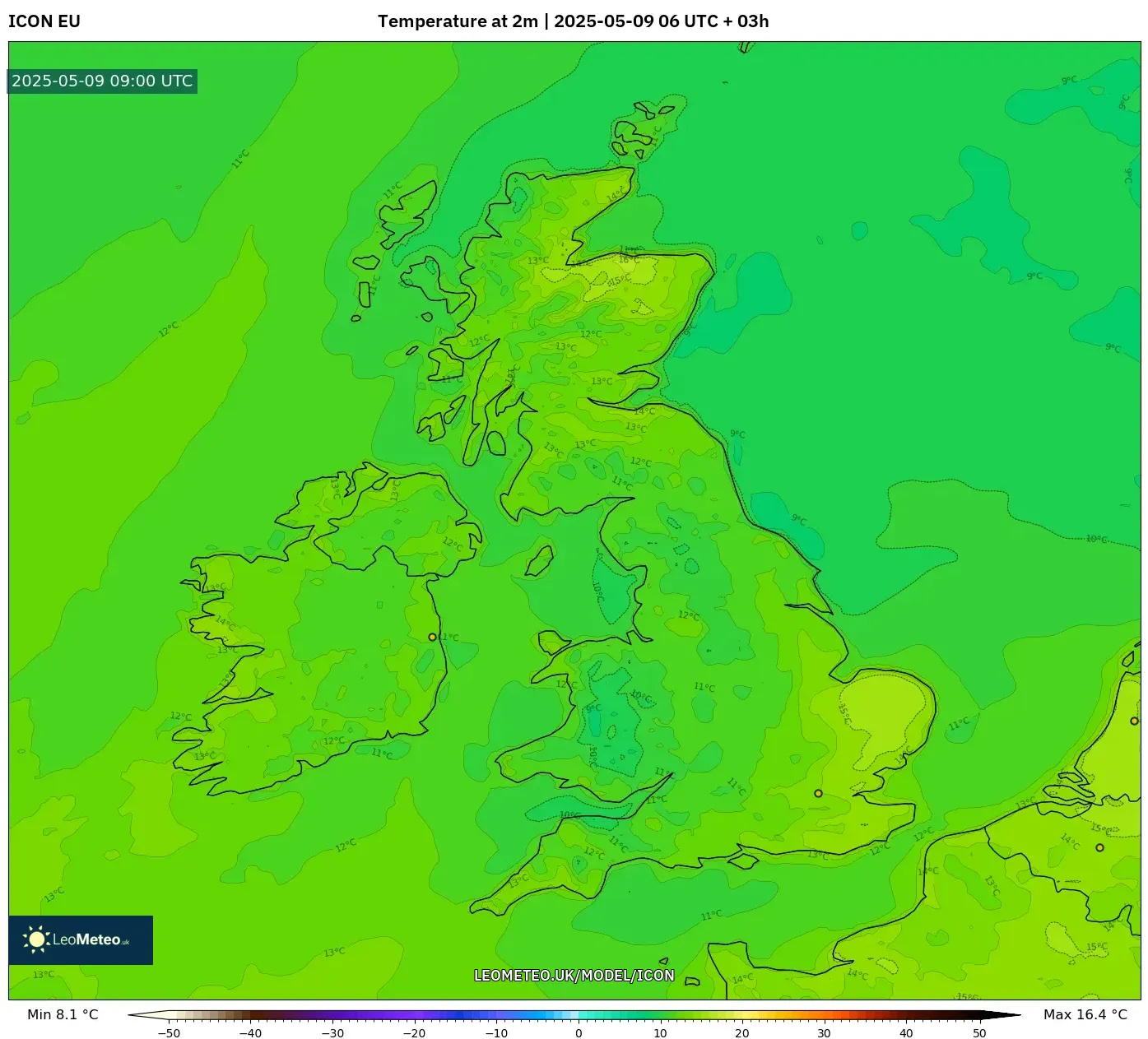 ICON - United Kingdom, Temperature at 2m ICON - United Kingdom, Temperature at 2m