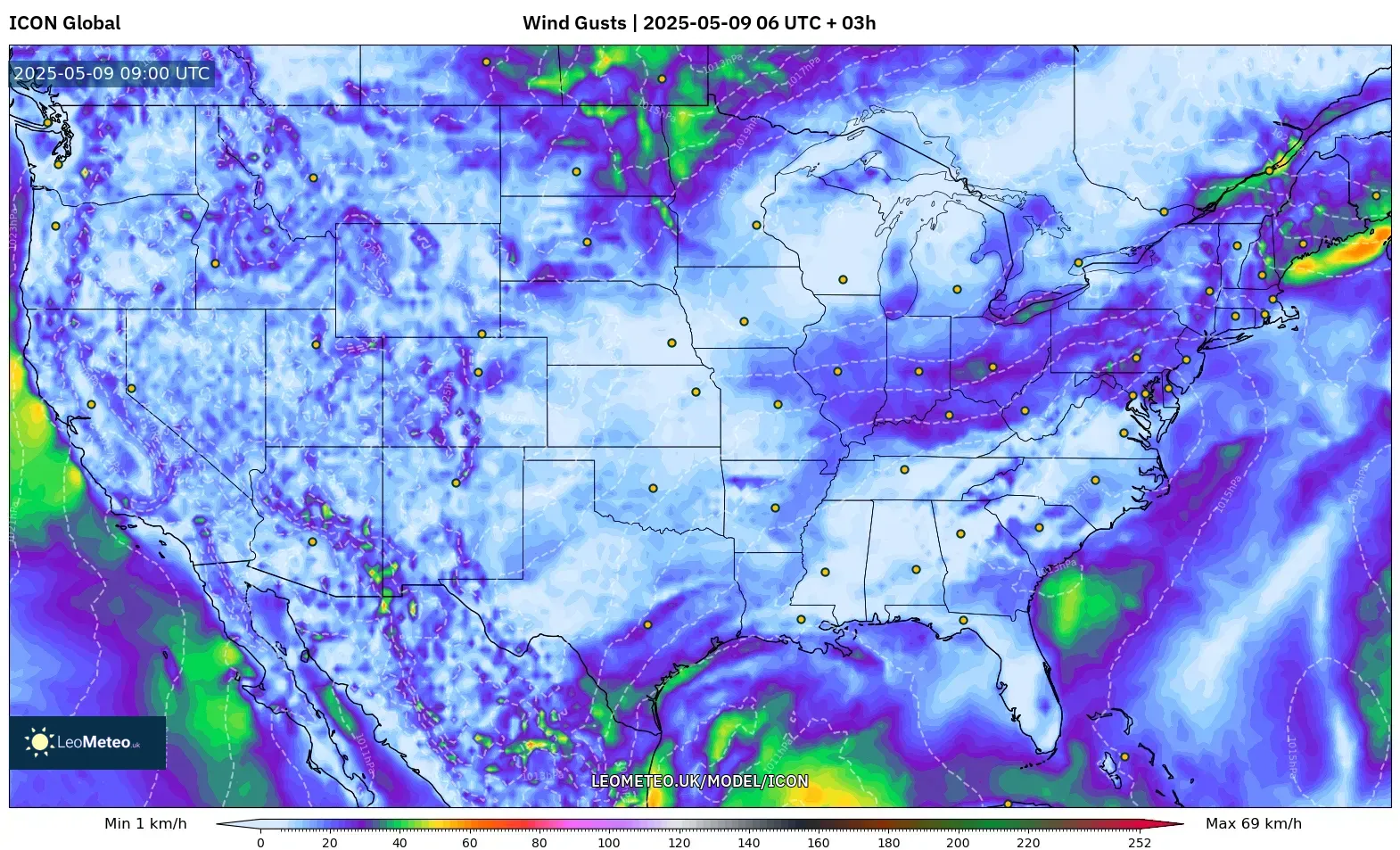 ICON - United States, Wind Gusts ICON - United States, Wind Gusts