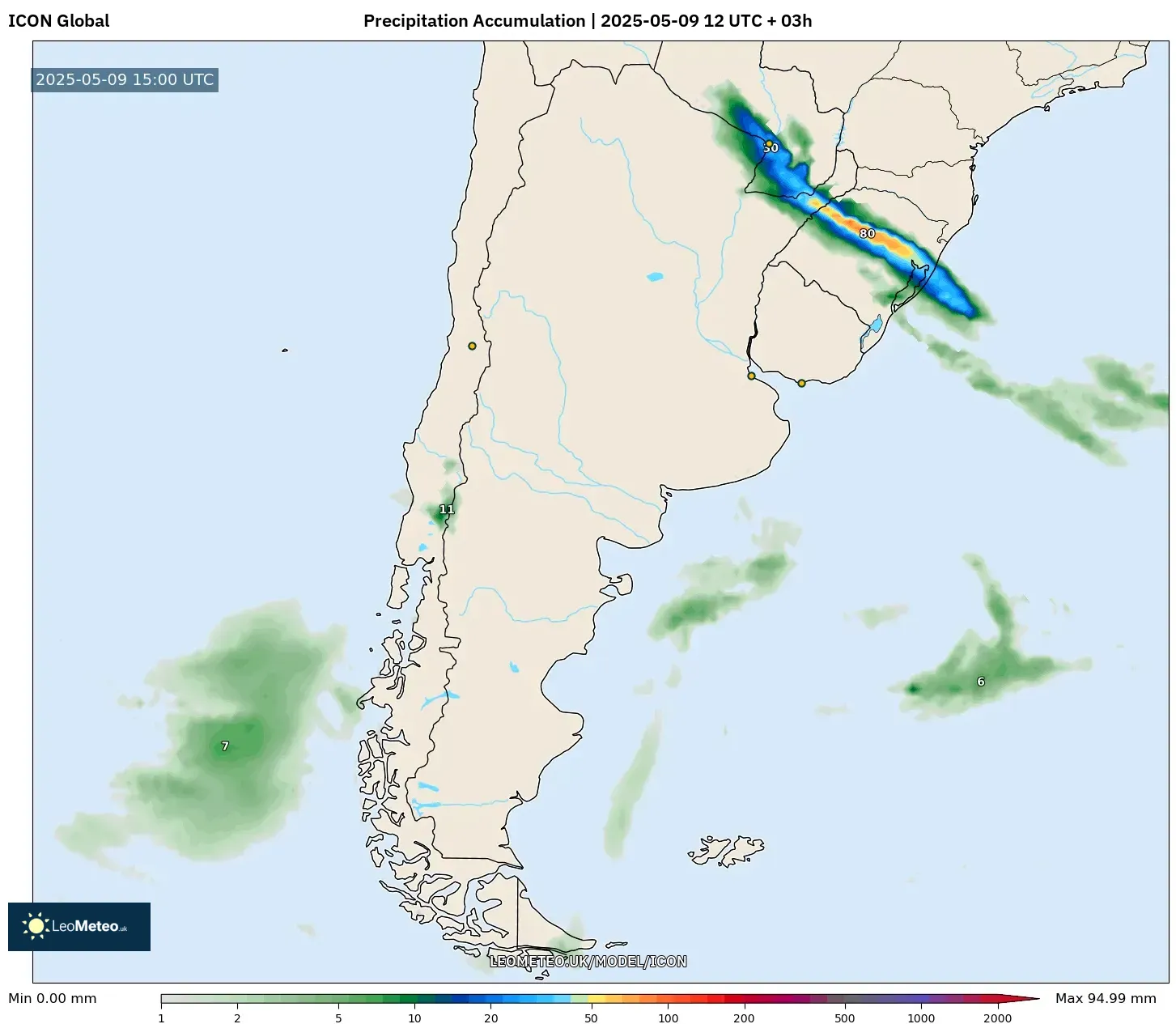 ICON - Argentina, Precipitation Accumulation ICON - Argentina, Precipitation Accumulation