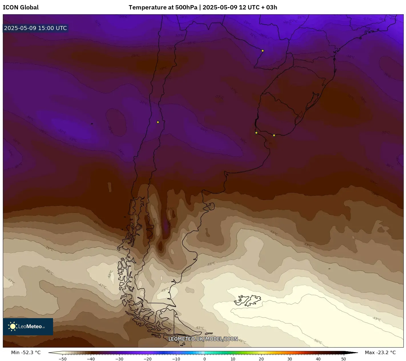 ICON - Argentina, Temperature at 500hPa ICON - Argentina, Temperature at 500hPa