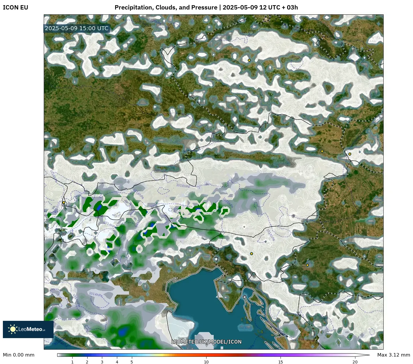 ICON - Austria, Precipitation, Clouds, and Pressure ICON - Austria, Precipitation, Clouds, and Pressure