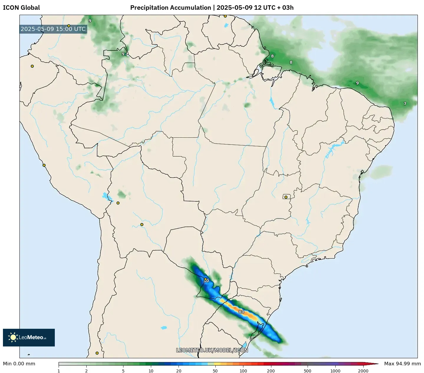ICON - Brazil, Precipitation Accumulation ICON - Brazil, Precipitation Accumulation