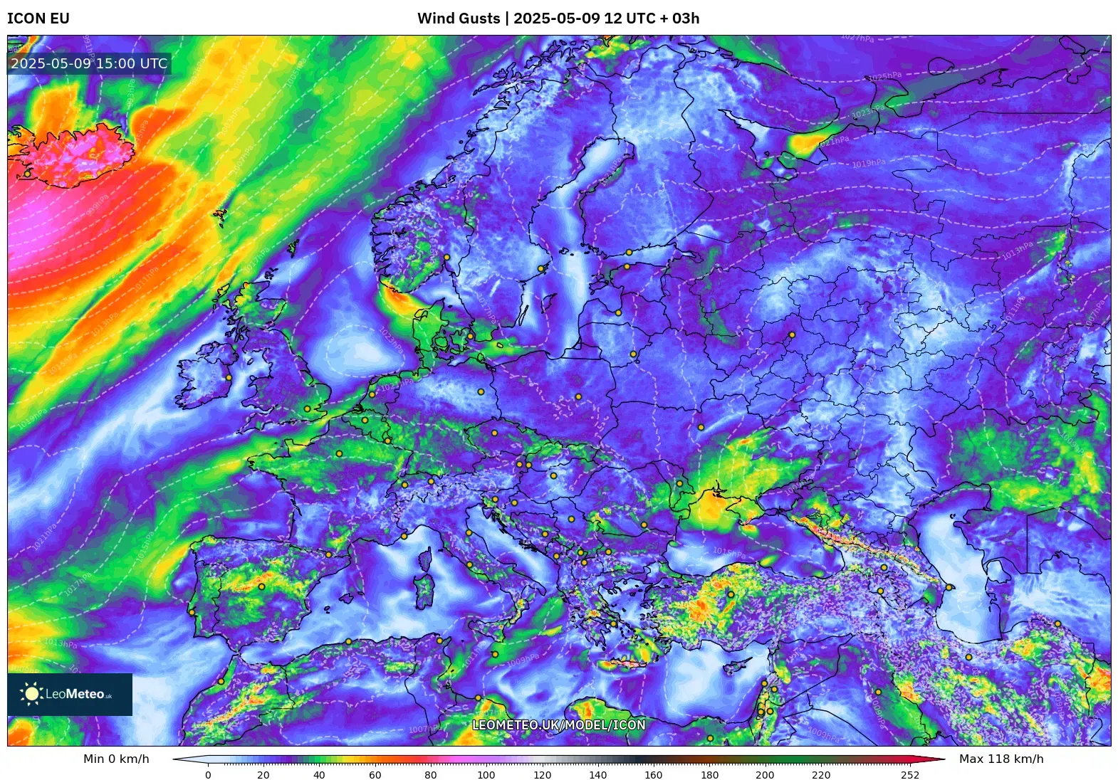ICON - Europe, Wind Gusts