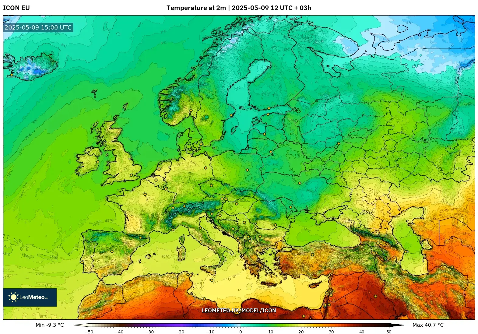 ICON - Europe, Temperature at 2m