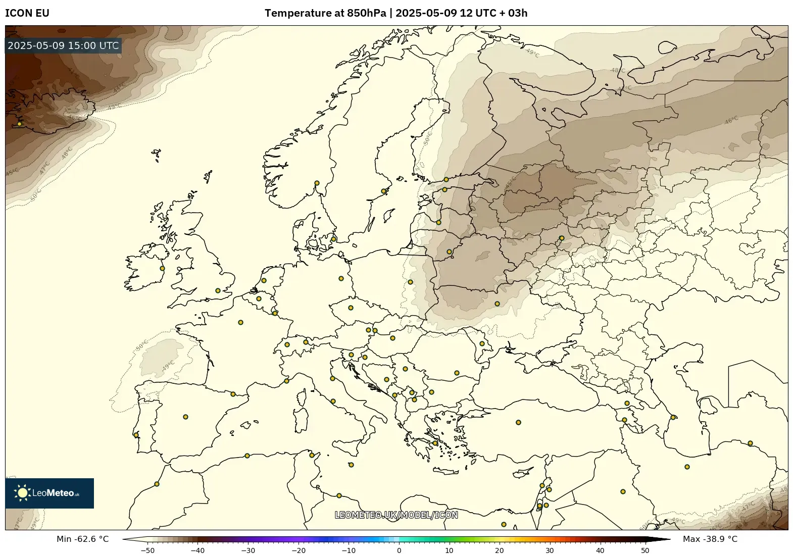 ICON - Europe, Temperature at 850hPa