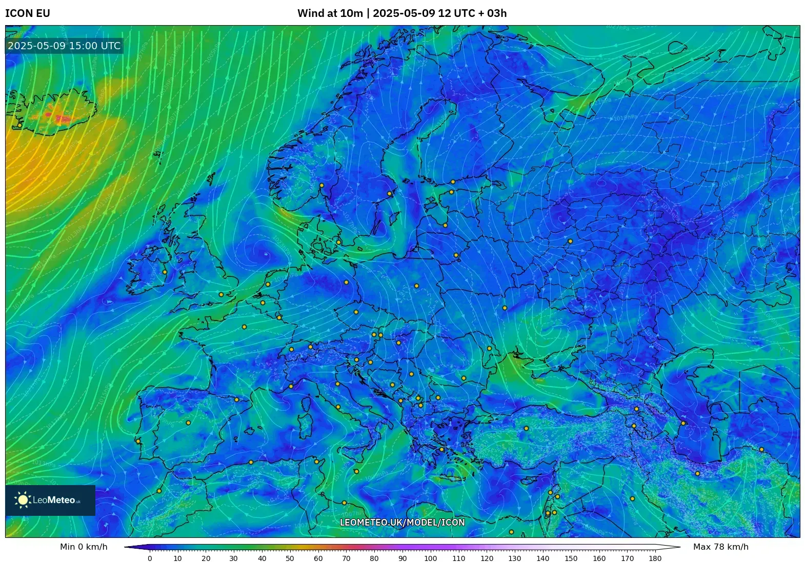 ICON - Europe, Wind at 10m