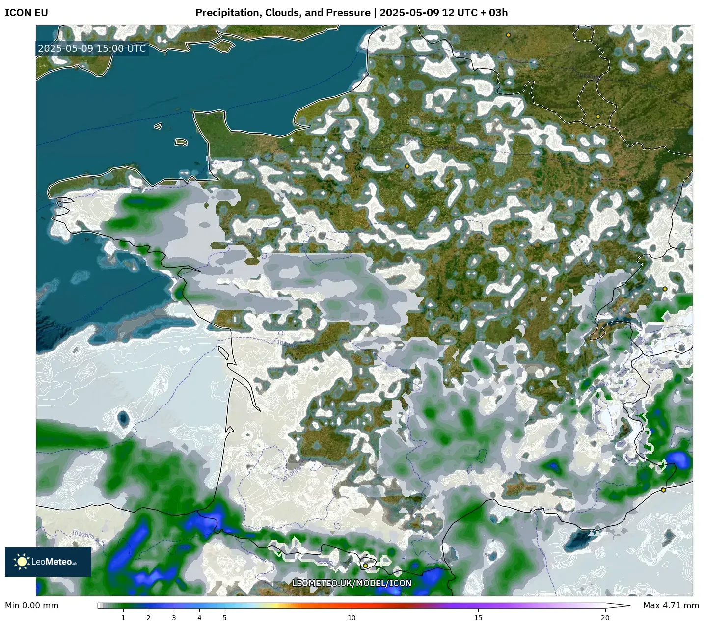 ICON - France, Precipitation, Clouds, and Pressure ICON - France, Precipitation, Clouds, and Pressure