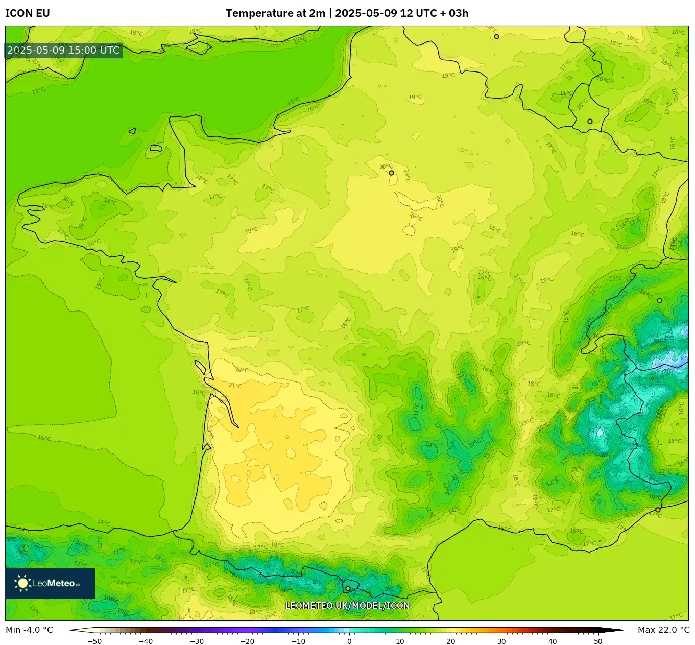 ICON - France, Temperature at 2m ICON - France, Temperature at 2m