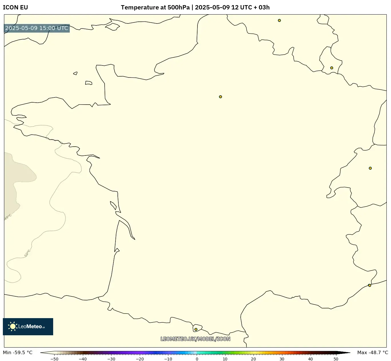 ICON - France, Temperature at 500hPa ICON - France, Temperature at 500hPa