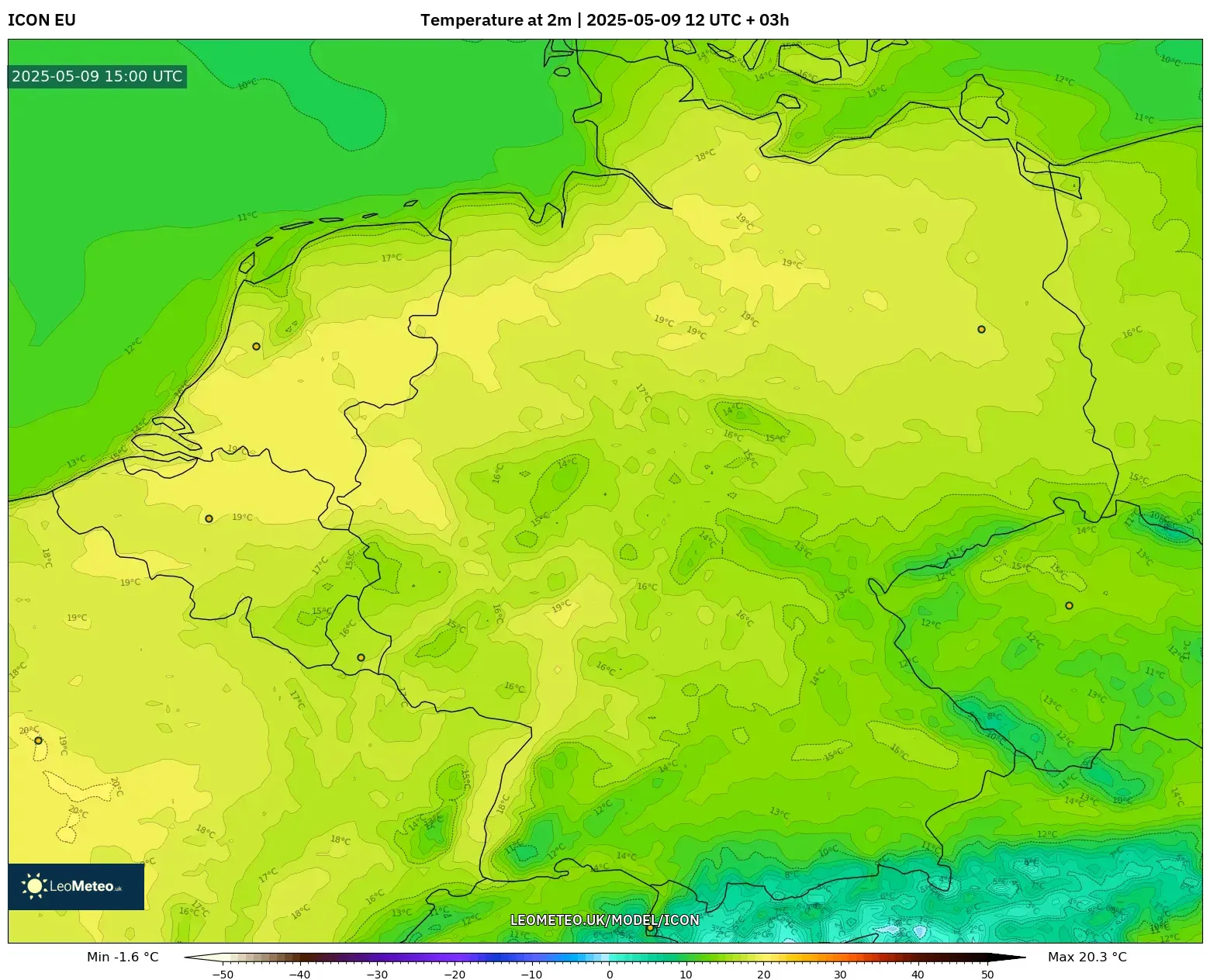 ICON - Germany, Temperature at 2m ICON - Germany, Temperature at 2m