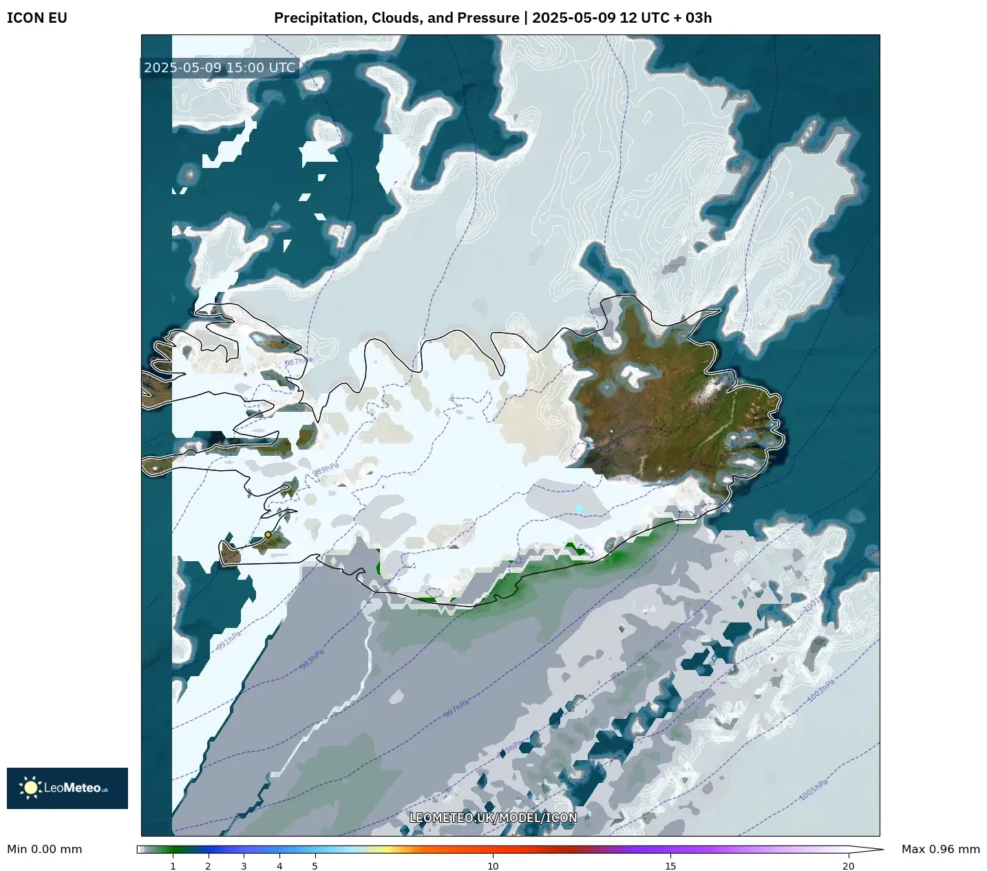 ICON - Iceland, Precipitation, Clouds, and Pressure ICON - Iceland, Precipitation, Clouds, and Pressure