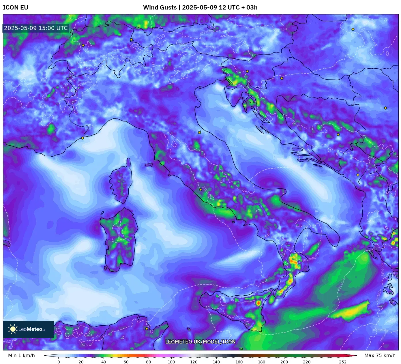 ICON - Italy, Wind Gusts ICON - Italy, Wind Gusts