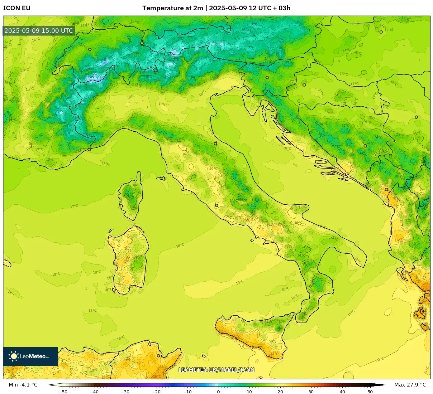 ICON - Italy, Temperature at 2m ICON - Italy, Temperature at 2m
