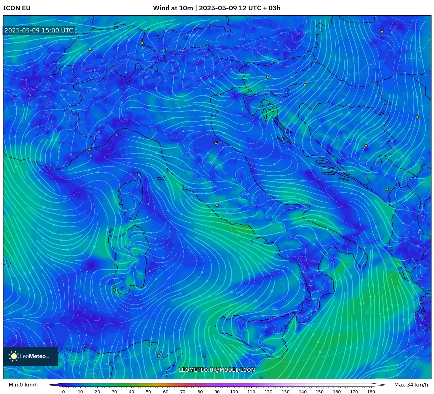 ICON - Italy, Wind at 10m ICON - Italy, Wind at 10m