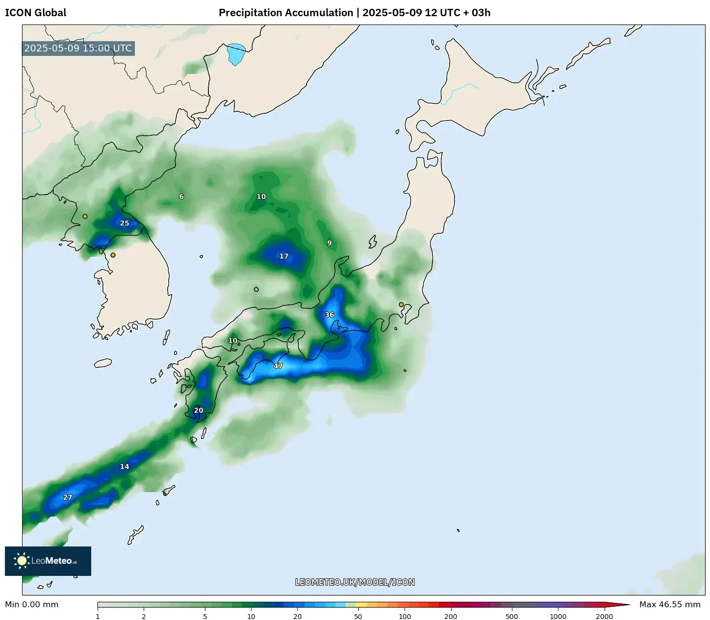 ICON - Japan, Precipitation Accumulation ICON - Japan, Precipitation Accumulation
