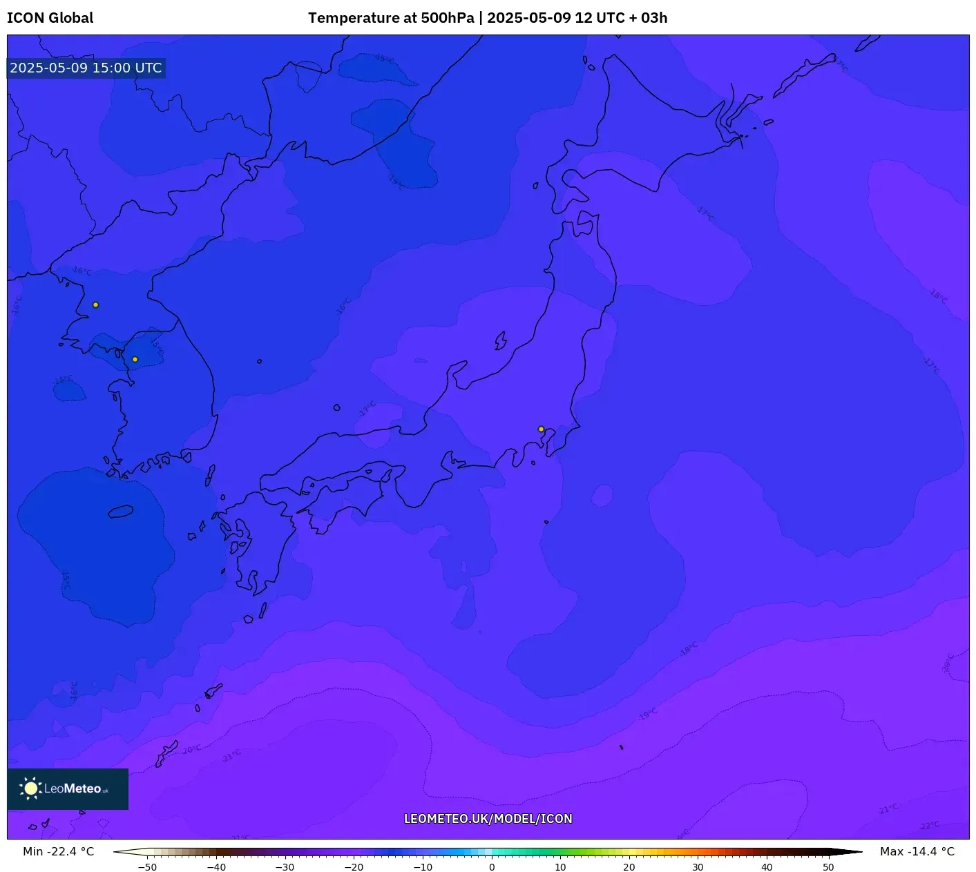 ICON - Japan, Temperature at 500hPa ICON - Japan, Temperature at 500hPa