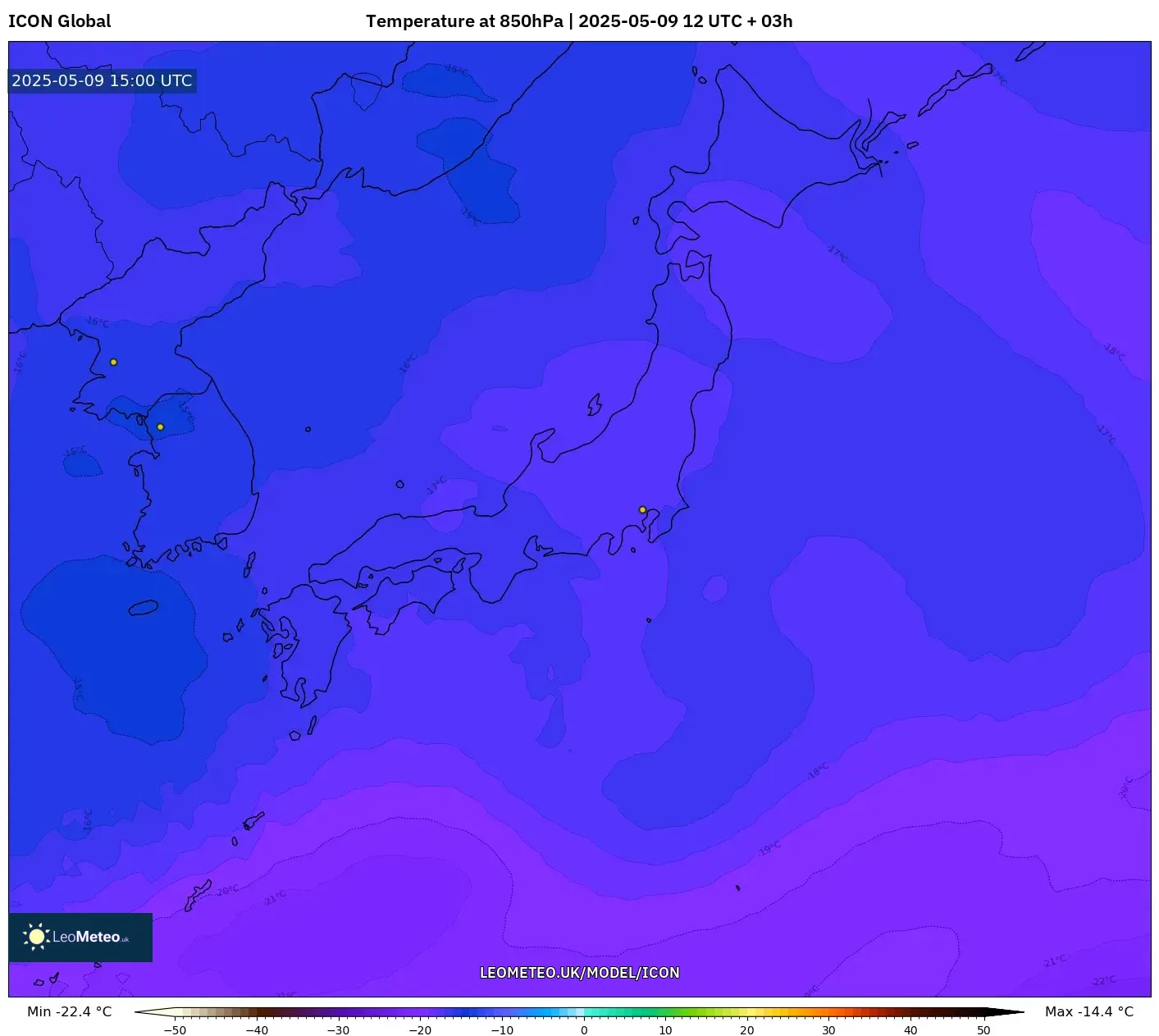 ICON - Japan, Temperature at 850hPa ICON - Japan, Temperature at 850hPa