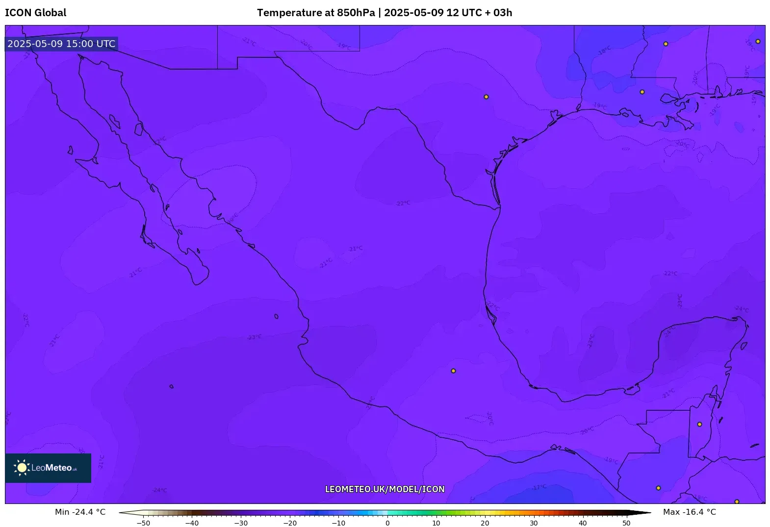 ICON - Mexico, Temperature at 850hPa ICON - Mexico, Temperature at 850hPa
