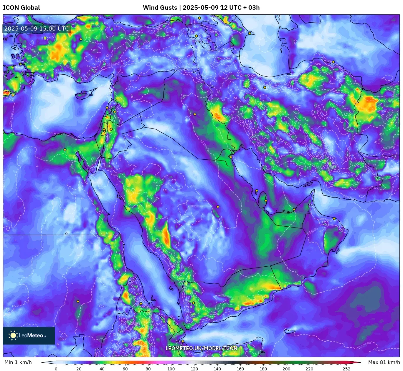 ICON - Middle East, Wind Gusts ICON - Middle East, Wind Gusts