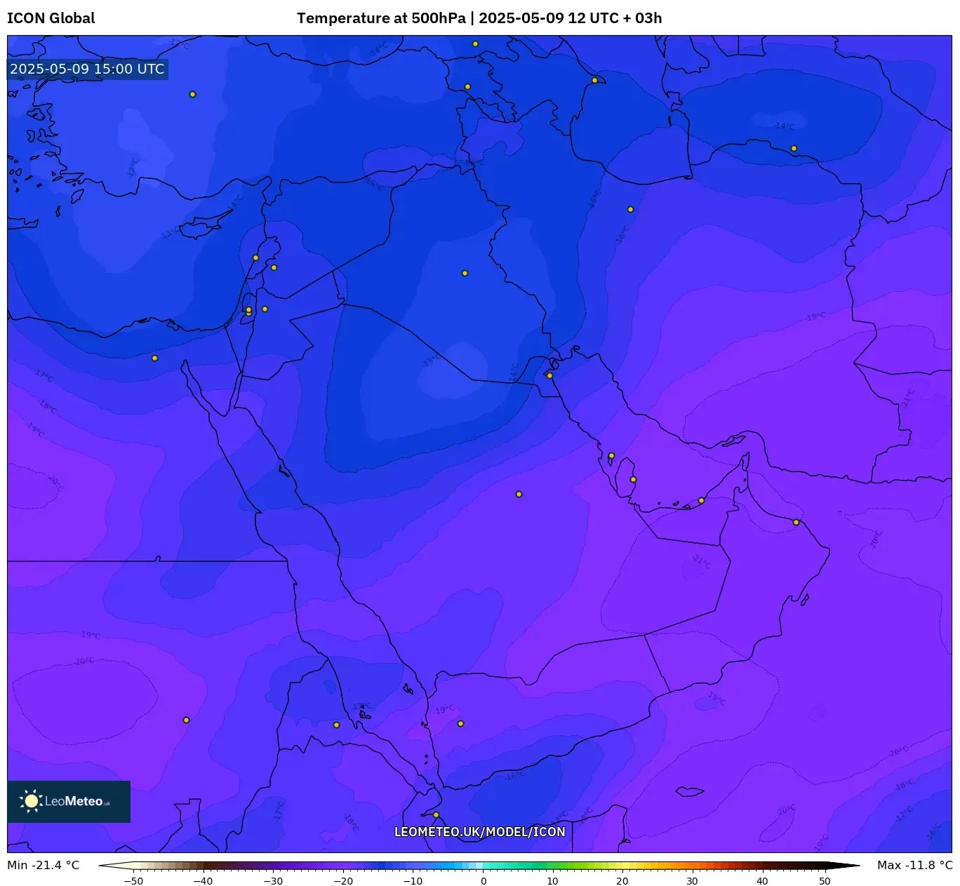 ICON - Middle East, Temperature at 500hPa ICON - Middle East, Temperature at 500hPa
