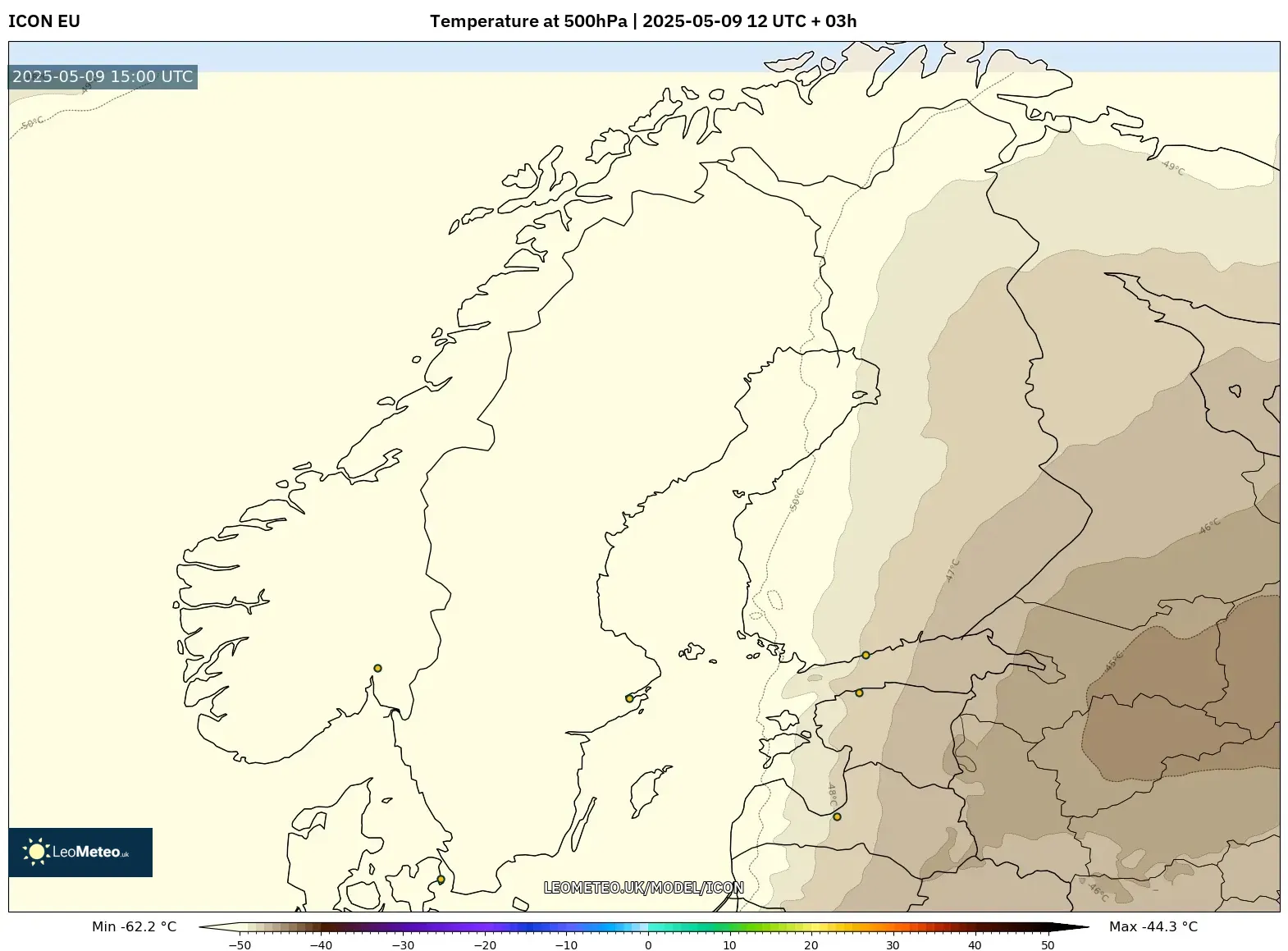 ICON - Scandinavia, Temperature at 500hPa ICON - Scandinavia, Temperature at 500hPa