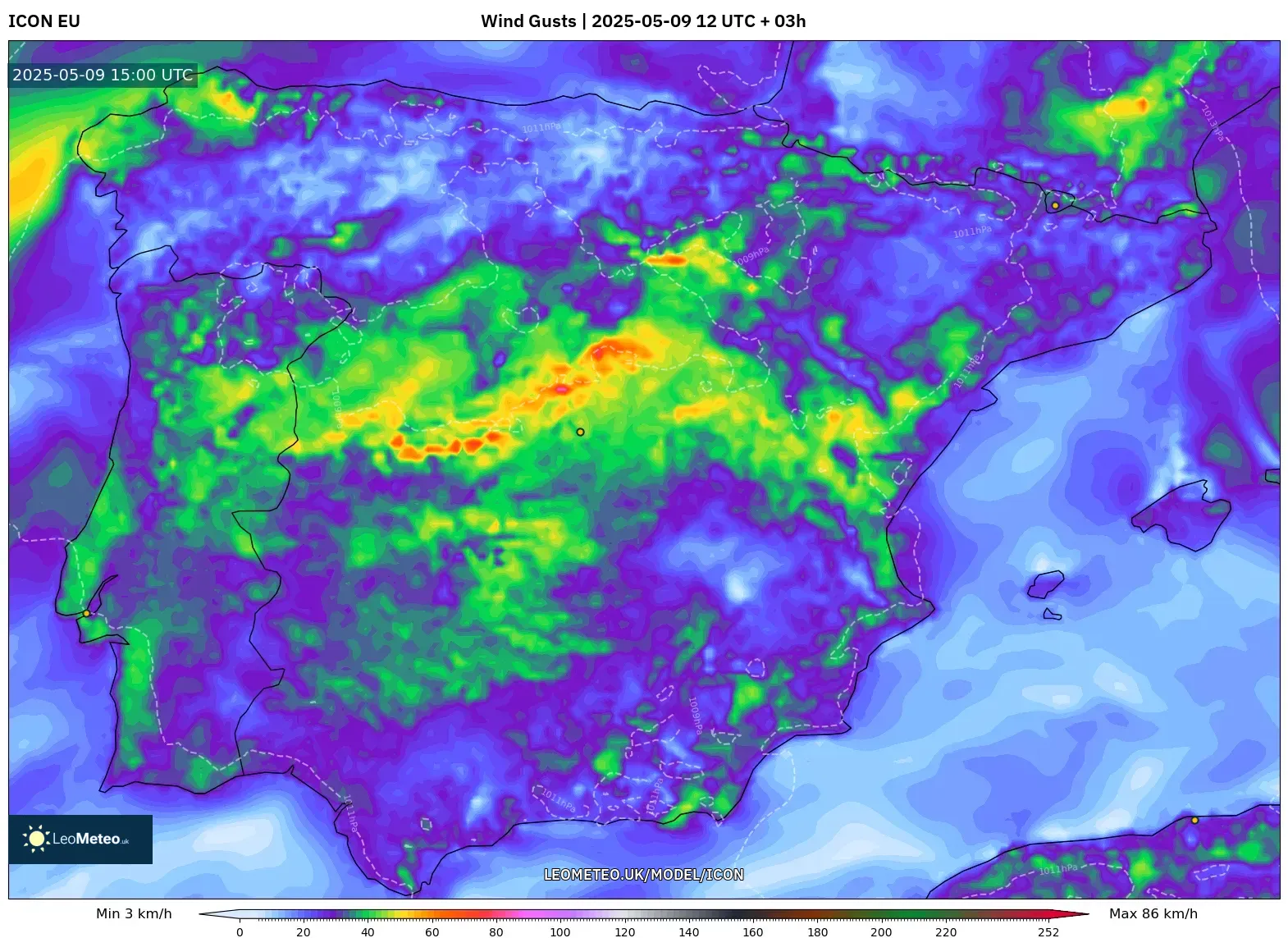 ICON - Spain, Wind Gusts ICON - Spain, Wind Gusts