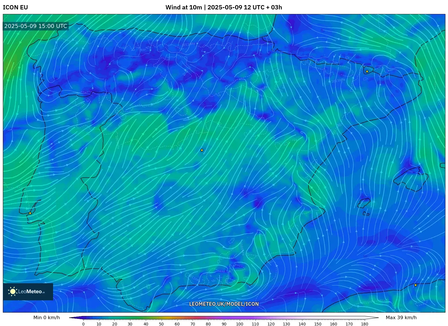 ICON - Spain, Wind at 10m ICON - Spain, Wind at 10m