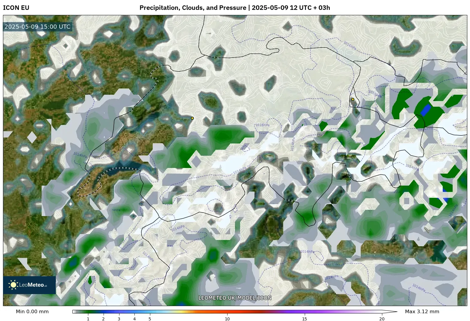 ICON - Switzerland, Precipitation, Clouds, and Pressure ICON - Switzerland, Precipitation, Clouds, and Pressure