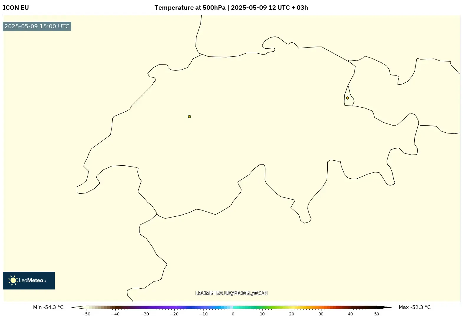 ICON - Switzerland, Temperature at 500hPa ICON - Switzerland, Temperature at 500hPa
