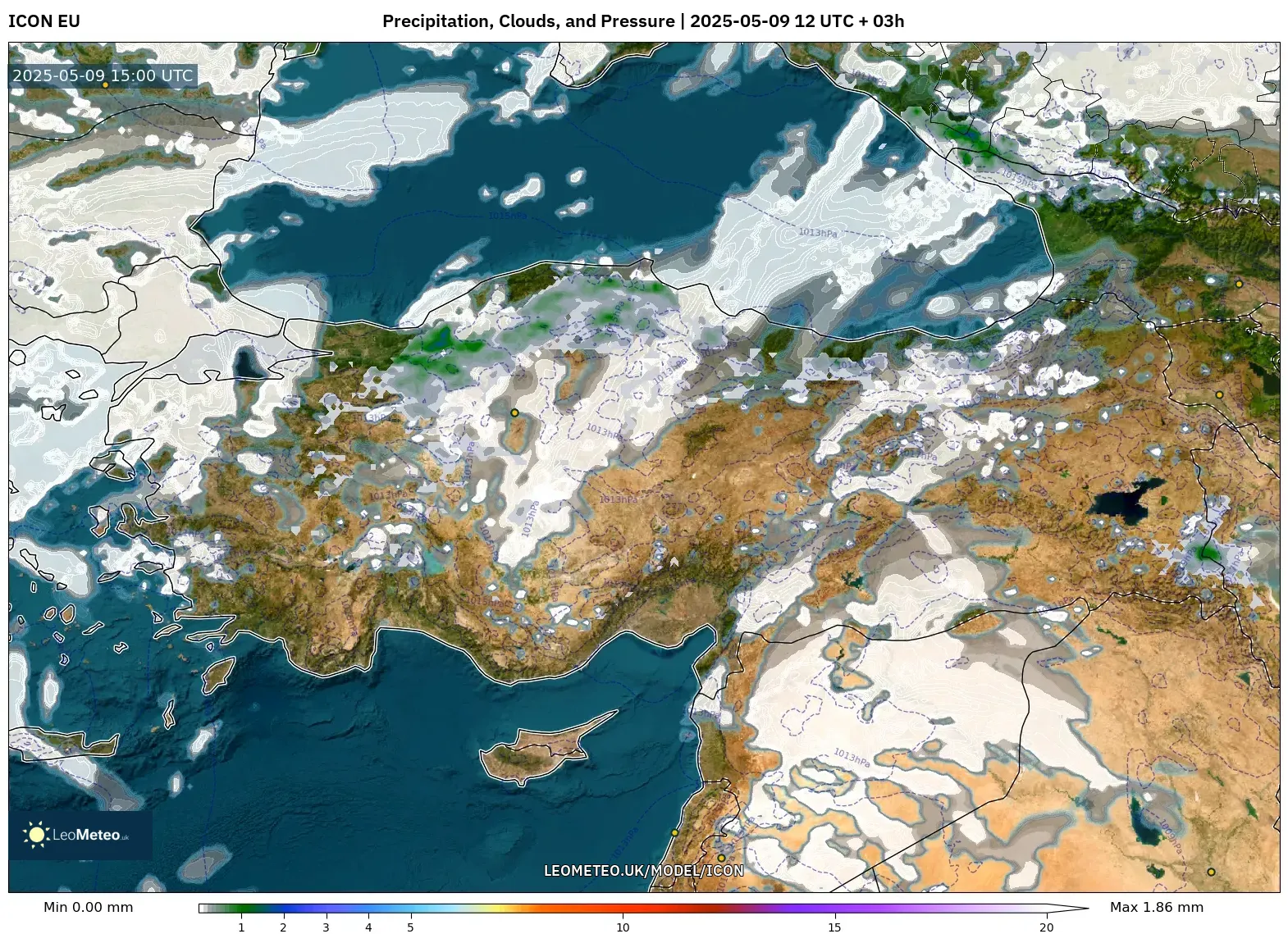 ICON - Turkey, Precipitation, Clouds, and Pressure ICON - Turkey, Precipitation, Clouds, and Pressure