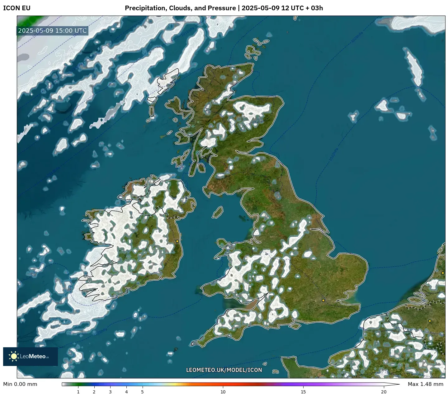 ICON - United Kingdom, Precipitation, Clouds, and Pressure ICON - United Kingdom, Precipitation, Clouds, and Pressure