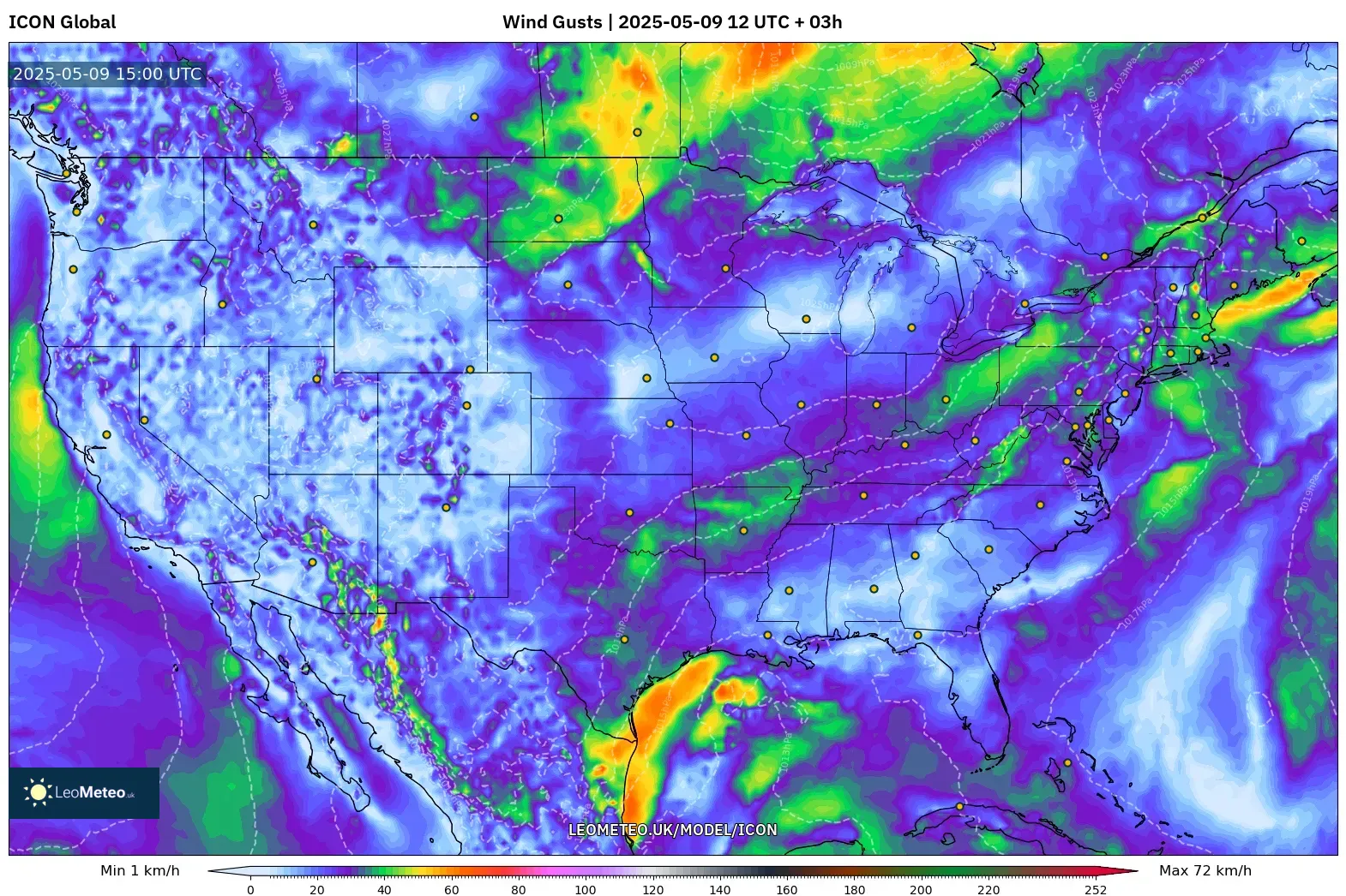 ICON - United States, Wind Gusts ICON - United States, Wind Gusts