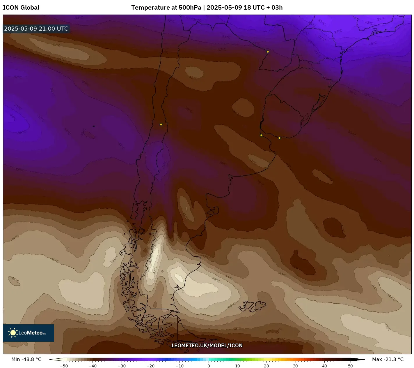 ICON - Argentina, Temperature at 500hPa ICON - Argentina, Temperature at 500hPa