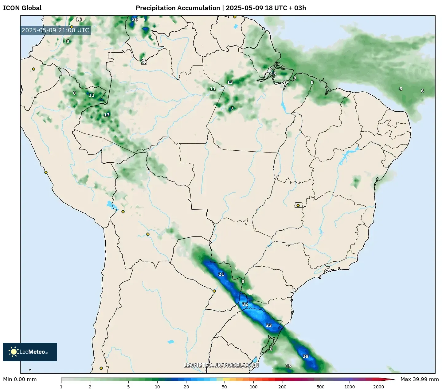 ICON - Brazil, Precipitation Accumulation ICON - Brazil, Precipitation Accumulation