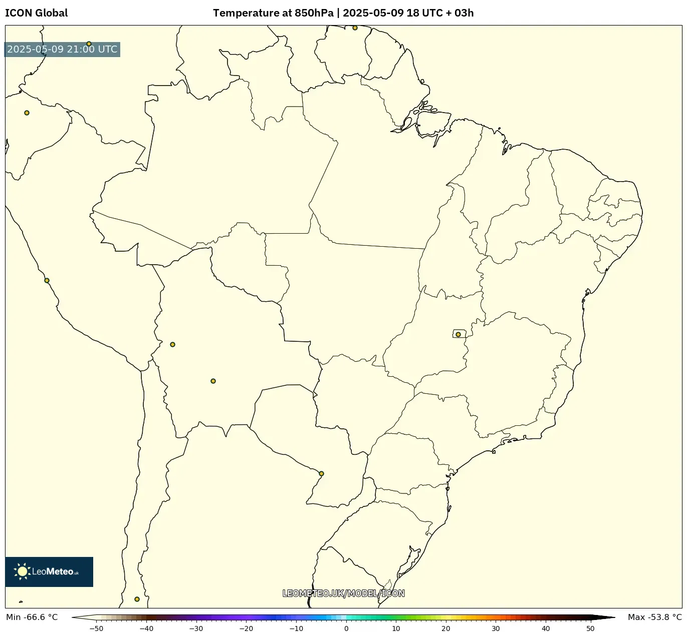 ICON - Brazil, Temperature at 850hPa ICON - Brazil, Temperature at 850hPa