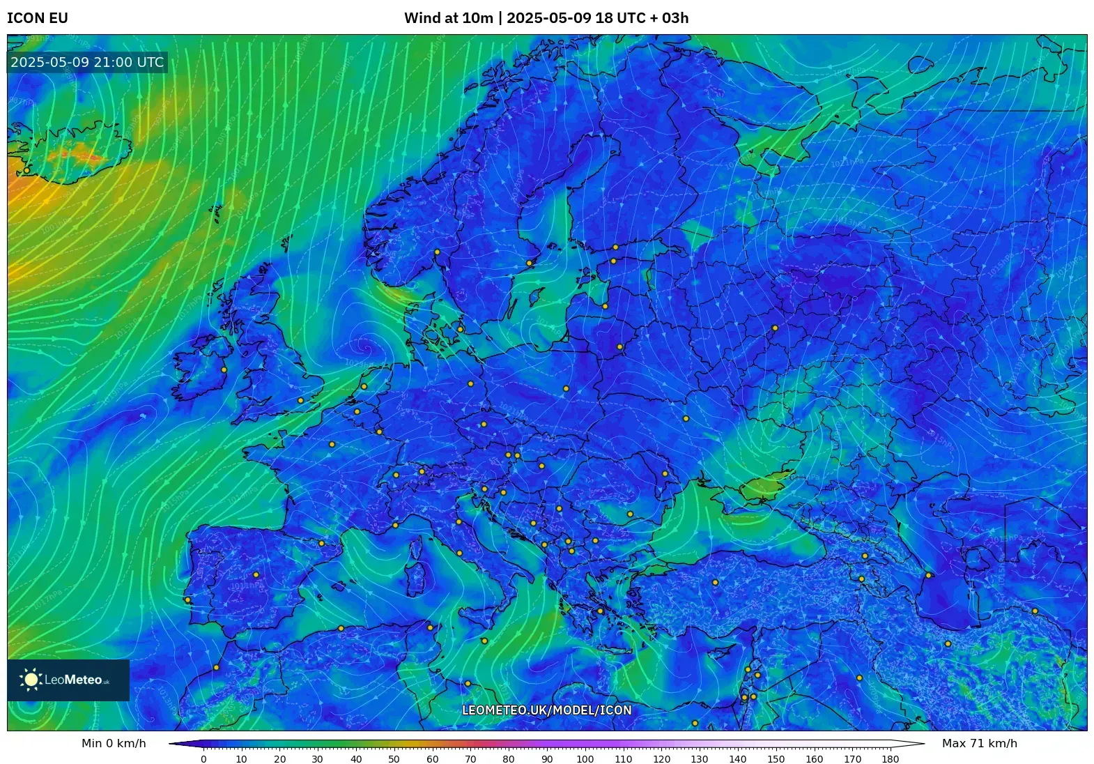 ICON - Europe, Wind at 10m